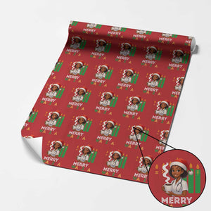 Merry Kwanzaa Wrapping Paper Roll Nurse African American Holiday Celebration Gift - Print Your Wear