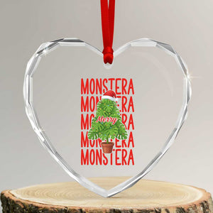 Merry Monstera Heart Crystal Glass Ornament Plant Lover Christmas Gift TS12 Transparent Glass 3'' Heart Print Your Wear
