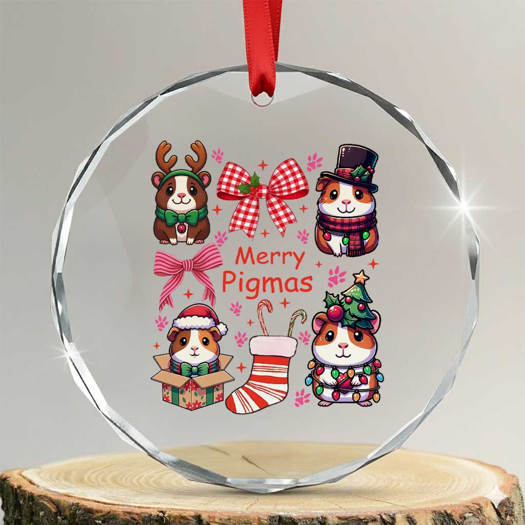 Merry Pigmas Crystal Glass Ornament Funny Guinea Pig Cavy Lover Holiday Gift TS12 Transparent Glass 3'' Circle Print Your Wear