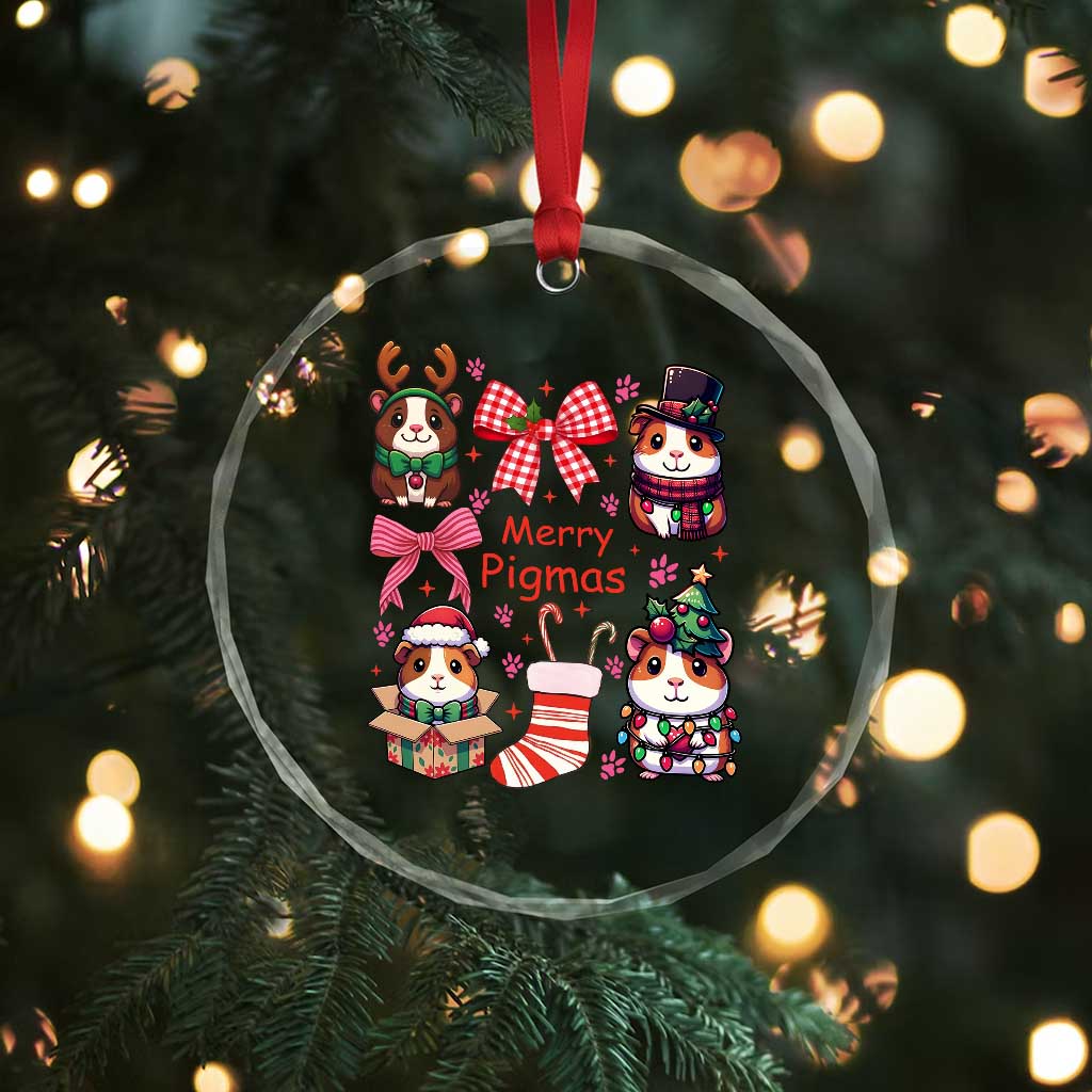 Merry Pigmas Crystal Glass Ornament Funny Guinea Pig Cavy Lover Holiday Gift TS12 Print Your Wear