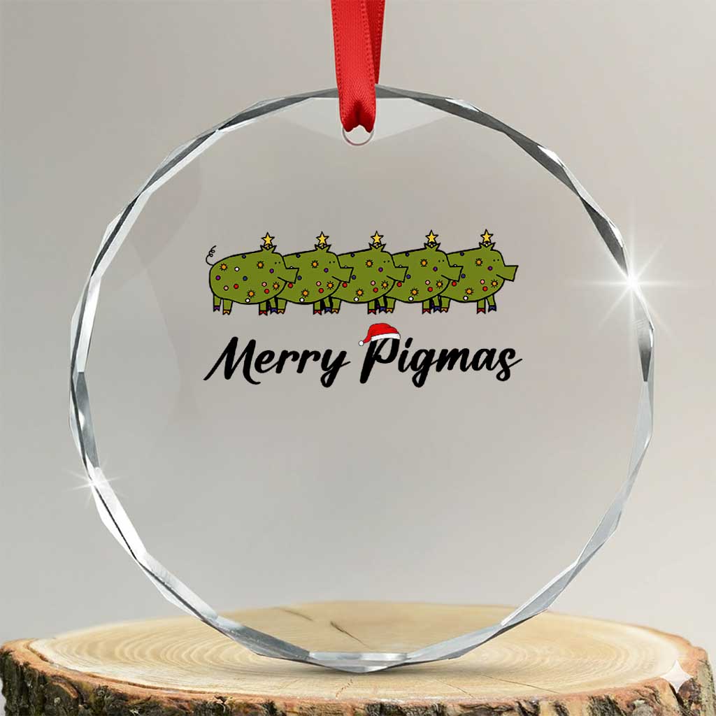 Merry Pigmas Crystal Glass Ornament Holiday Gift For Pig Lovers TS12 Transparent Glass 3'' Circle Print Your Wear