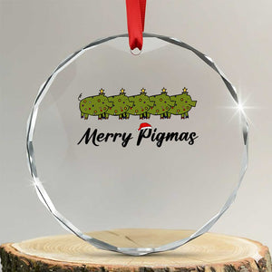 Merry Pigmas Crystal Glass Ornament Holiday Gift For Pig Lovers TS12 Transparent Glass 3'' Circle Print Your Wear