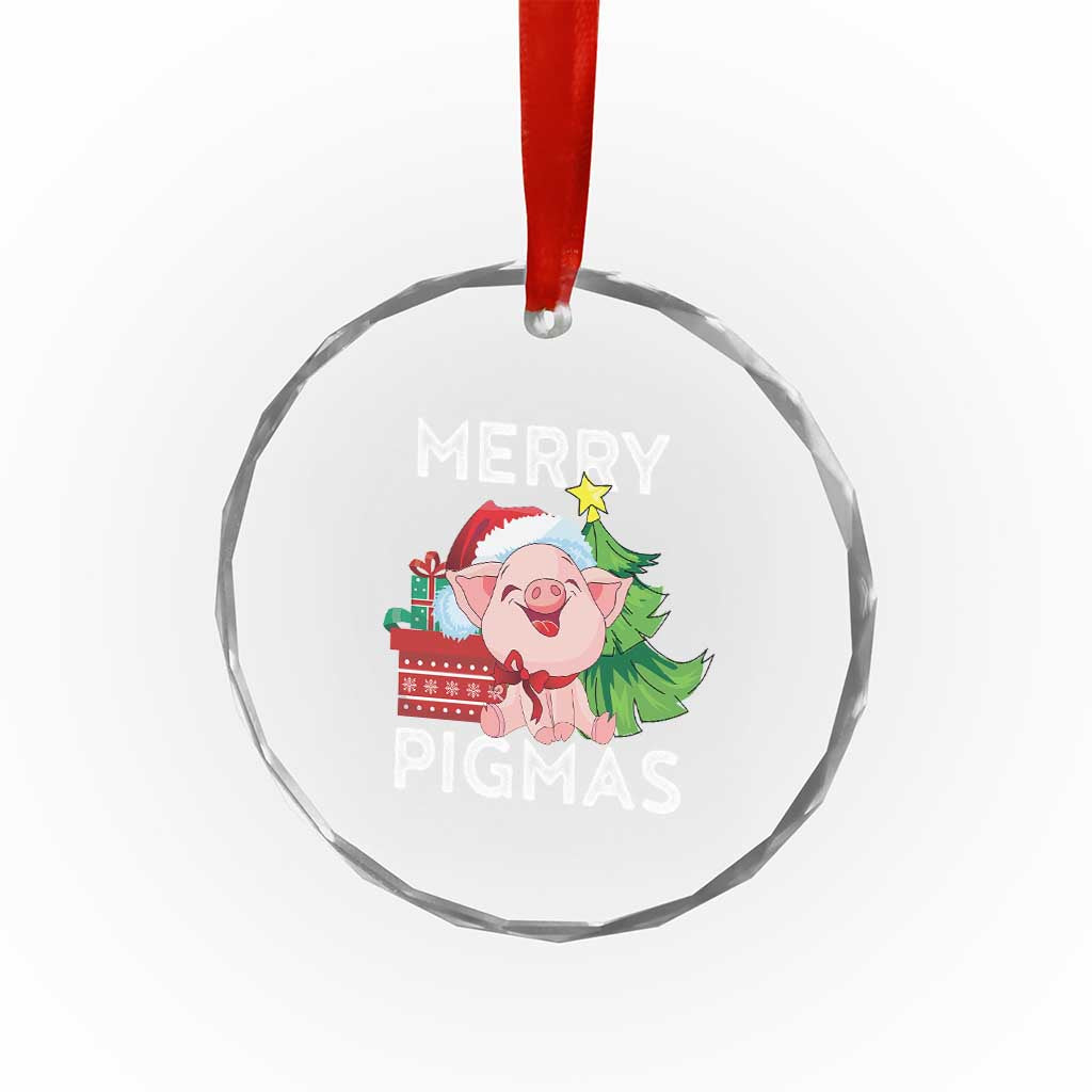 Merry Pigmas Cute Pig Santa Xmas Farmer Crystal Glass Ornament TS09 Print Your Wear