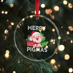 Merry Pigmas Cute Pig Santa Xmas Farmer Crystal Glass Ornament TS09 Print Your Wear
