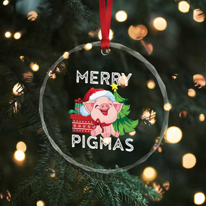Merry Pigmas Cute Pig Santa Xmas Farmer Crystal Glass Ornament TS09 Print Your Wear