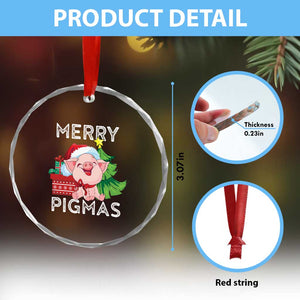 Merry Pigmas Cute Pig Santa Xmas Farmer Crystal Glass Ornament TS09 Print Your Wear
