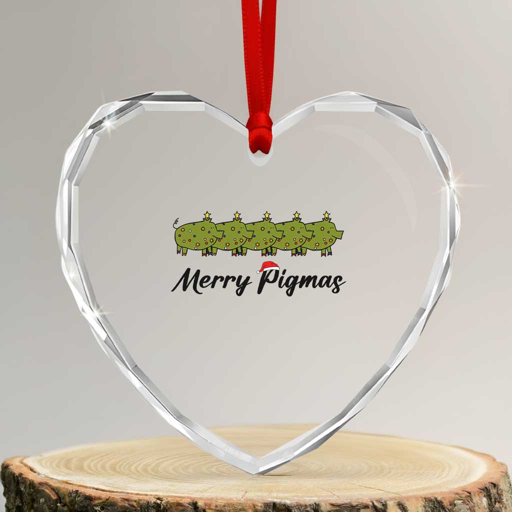 Merry Pigmas Heart Crystal Glass Ornament Holiday Gift For Pig Lovers TS12 Transparent Glass 3'' Heart Print Your Wear