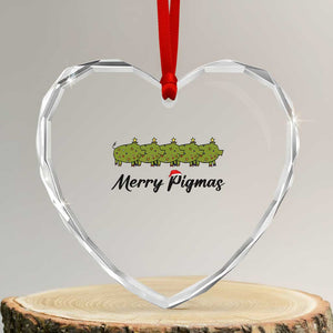 Merry Pigmas Heart Crystal Glass Ornament Holiday Gift For Pig Lovers TS12 Transparent Glass 3'' Heart Print Your Wear