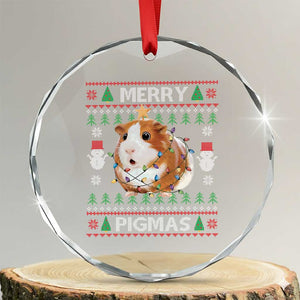 Merry Pigmas Ugly Christmas Crystal Glass Ornament Guinea Pig Lover TS12 Transparent Glass 3'' Circle Print Your Wear
