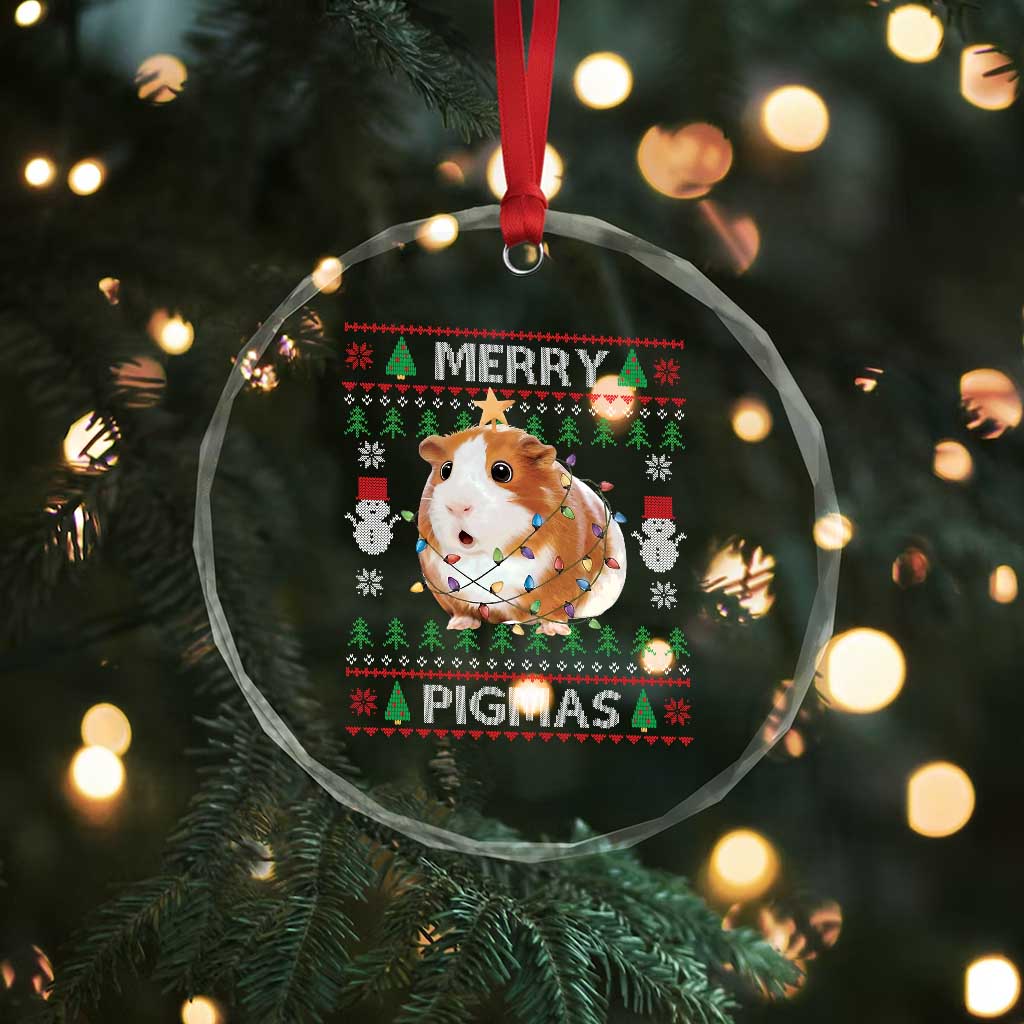 Merry Pigmas Ugly Christmas Crystal Glass Ornament Guinea Pig Lover TS12 Print Your Wear