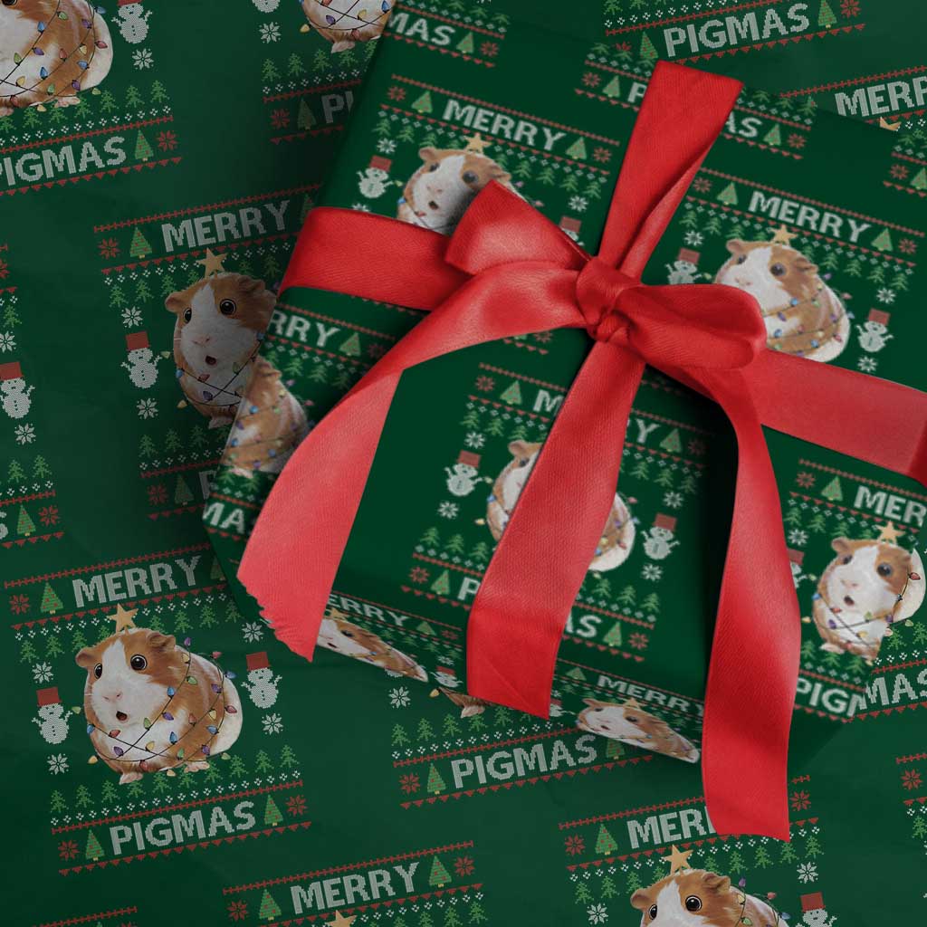 Merry Pigmas Ugly Christmas Wrapping Paper Roll Guinea Pig Lover TS12 Green Print Your Wear