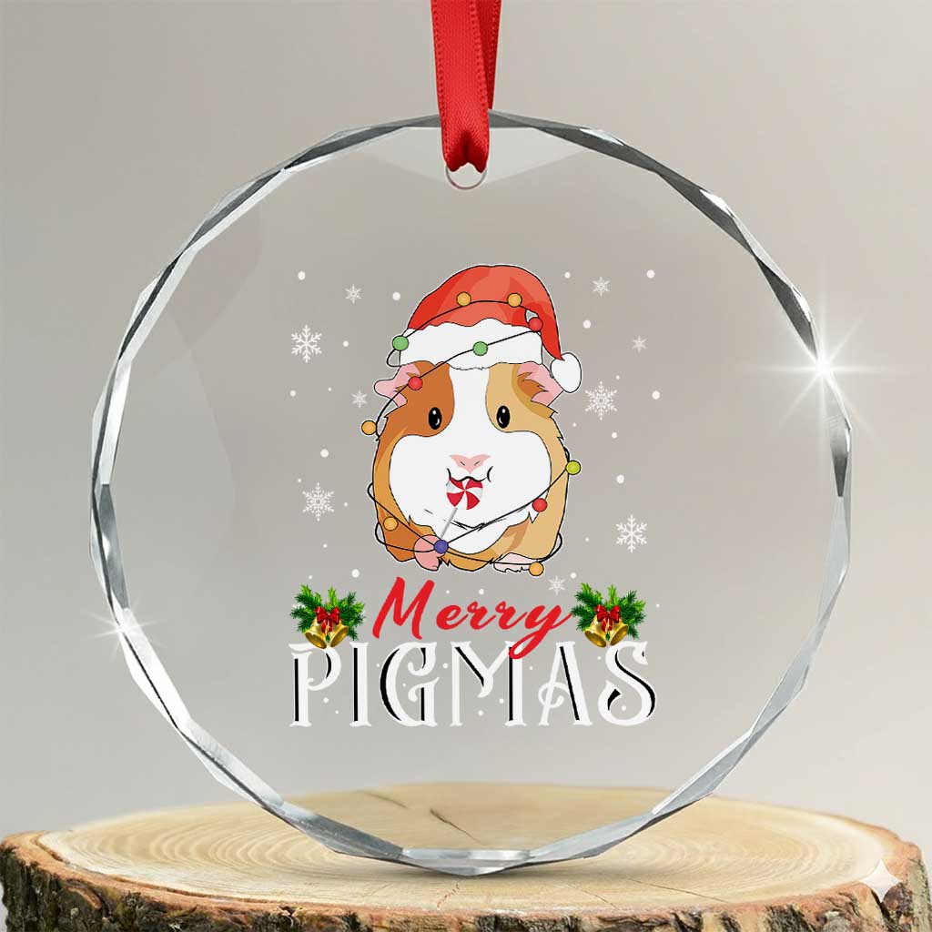 Merry Pigmas Xmas Cute Guinea Pig Crystal Glass Ornament TS09 Transparent Glass 3'' Circle Print Your Wear