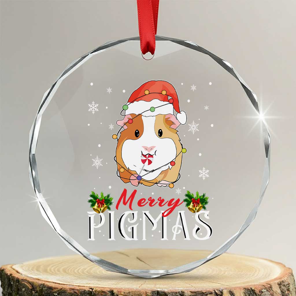 Merry Pigmas Xmas Cute Guinea Pig Crystal Glass Ornament TS09 Transparent Glass 3'' Circle Print Your Wear