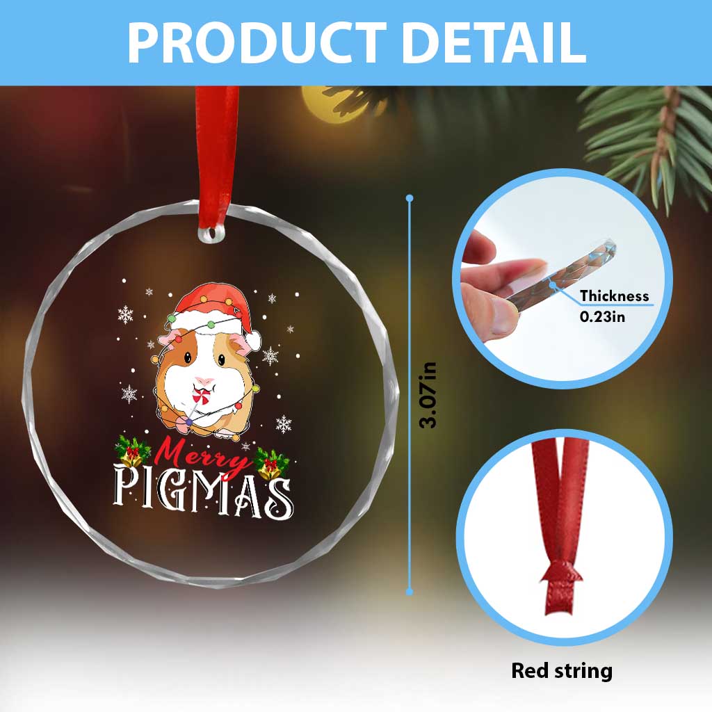 Merry Pigmas Xmas Cute Guinea Pig Crystal Glass Ornament TS09 Print Your Wear