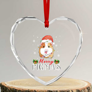 Merry Pigmas Xmas Cute Guinea Pig Heart Crystal Glass Ornament TS09 Transparent Glass 3'' Heart Print Your Wear
