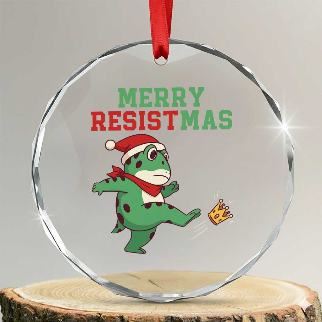 Merry Resistmas Frog Christmas Crystal Glass Ornament TS14 Transparent Glass 3'' Circle Print Your Wear
