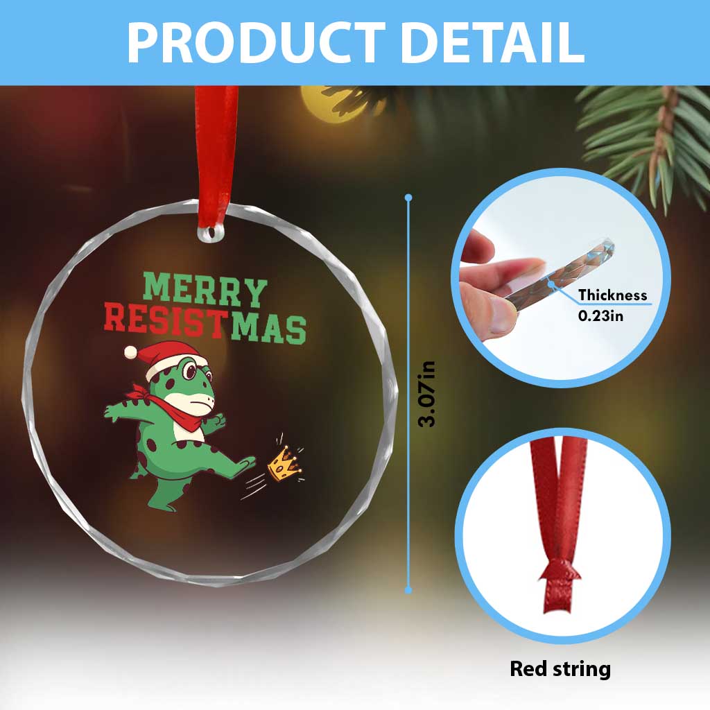 Merry Resistmas Frog Christmas Crystal Glass Ornament TS14 Print Your Wear