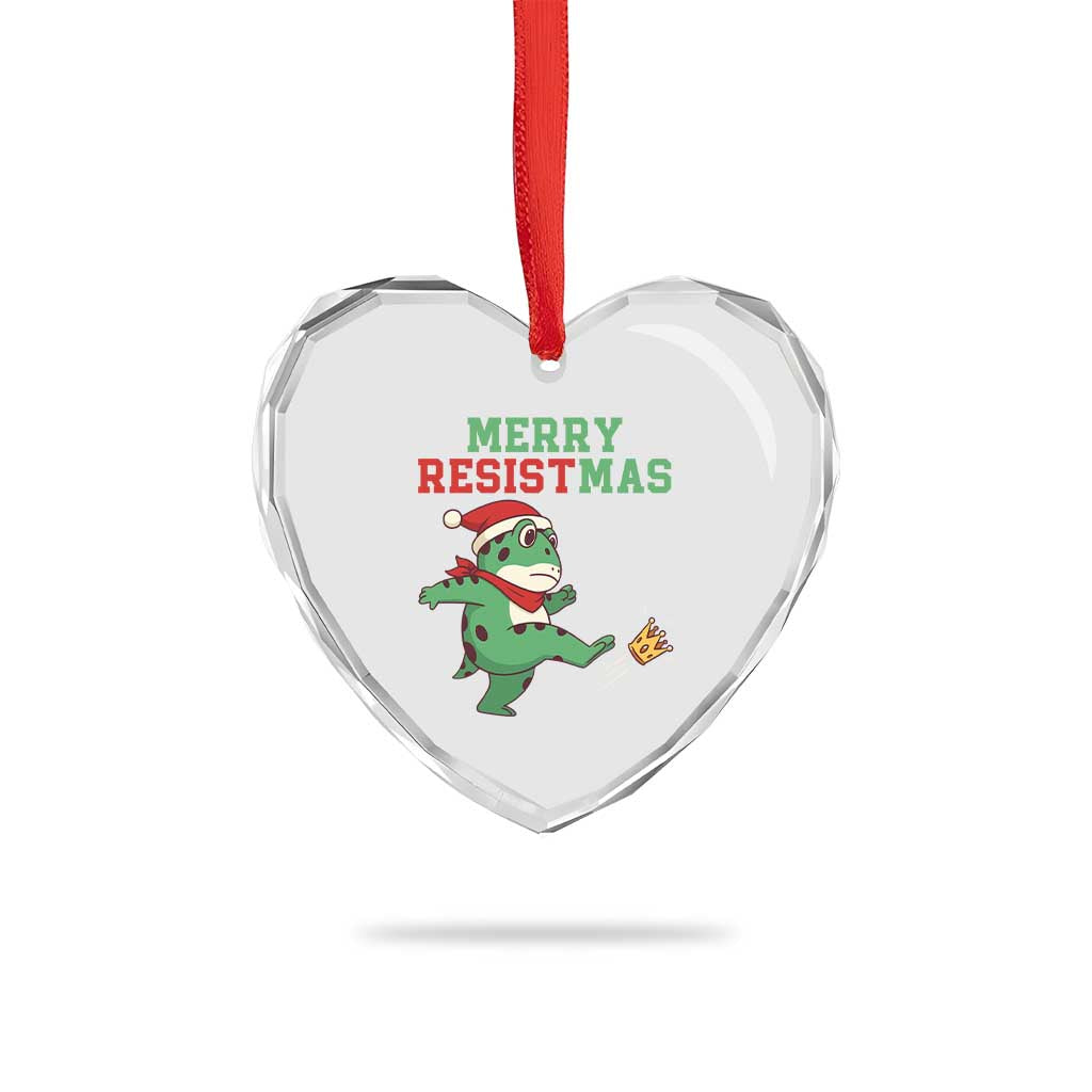 Merry Resistmas Frog Christmas Heart Crystal Glass Ornament TS14 Print Your Wear