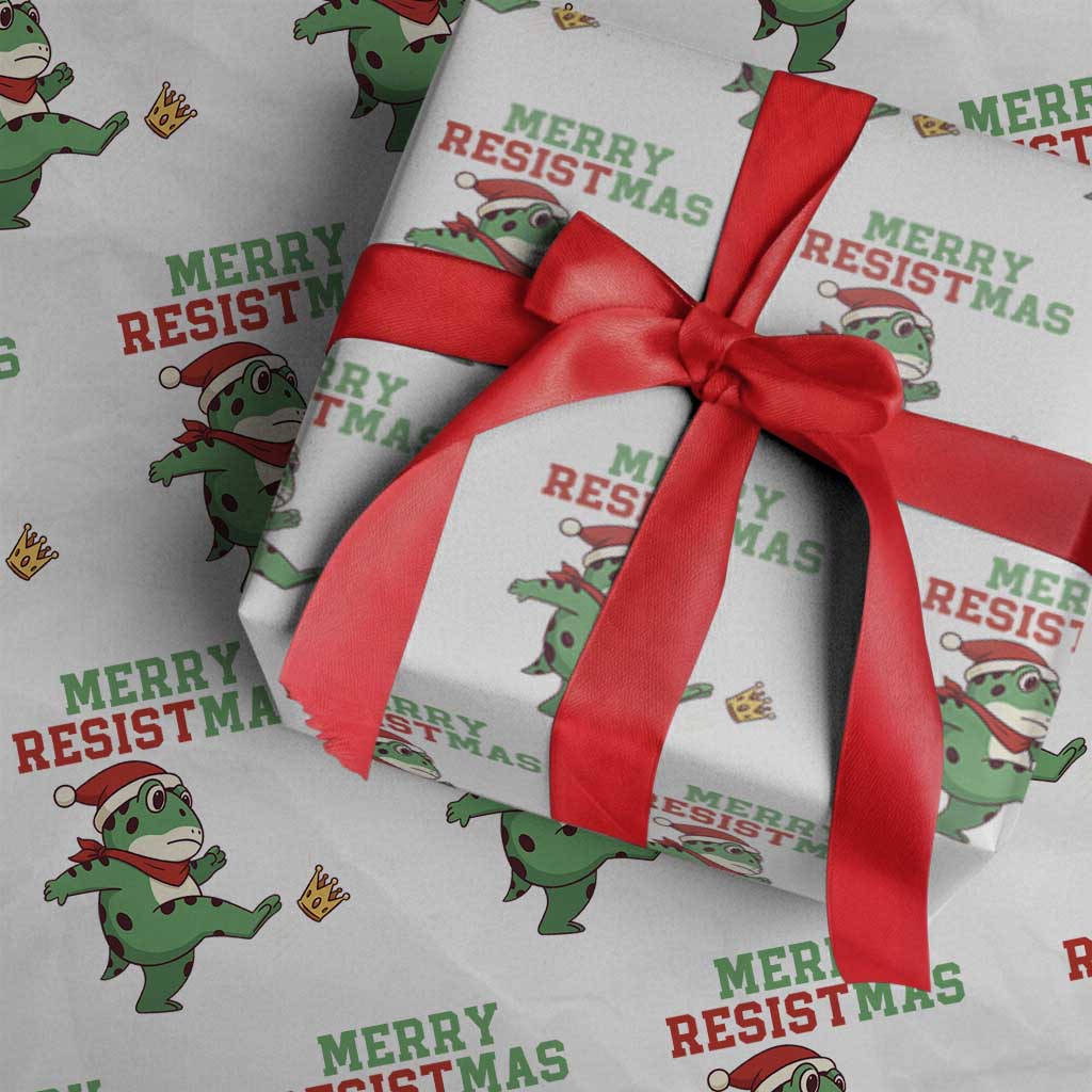 Merry Resistmas Frog Christmas Wrapping Paper Roll TS14 White Print Your Wear
