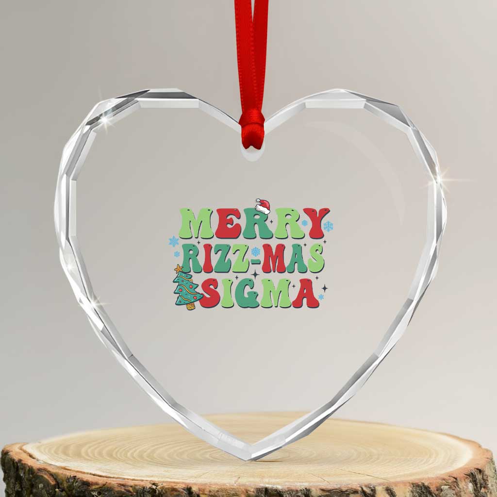 Merry Rizz Mas Sigmas Heart Crystal Glass Ornament TS09 Transparent Glass 3'' Heart Print Your Wear