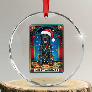 Merry Woofmas Crystal Glass Ornament Funny Tarot Card Labrador Retriever Christmas Gift TS12 Transparent Glass 3'' Circle Print Your Wear