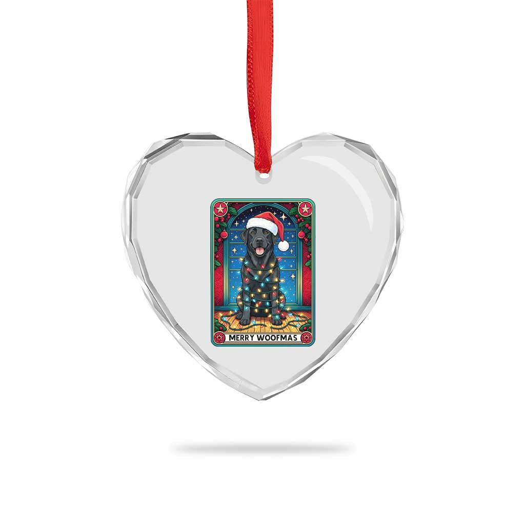 Merry Woofmas Heart Crystal Glass Ornament Funny Tarot Card Labrador Retriever Christmas Gift TS12 Print Your Wear