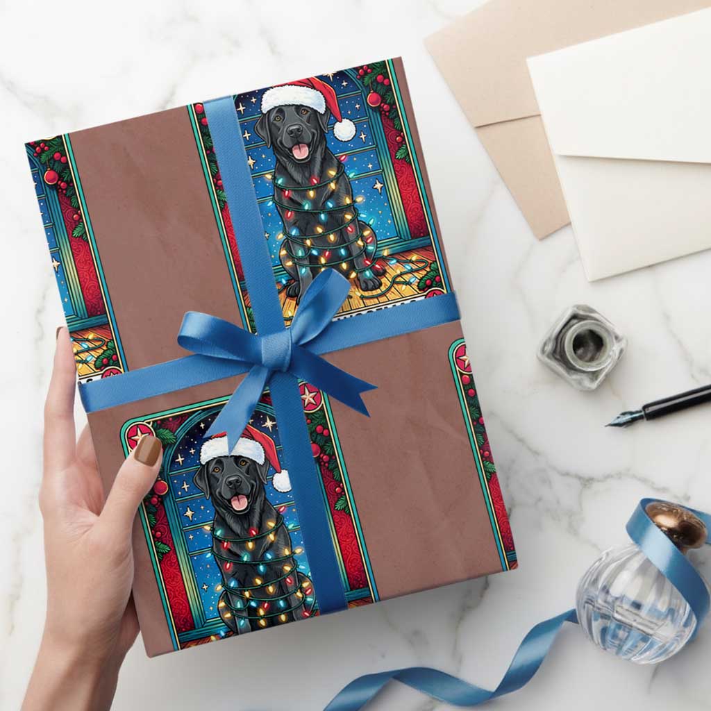 Merry Woofmas Wrapping Paper Roll Funny Tarot Card Labrador Retriever Christmas Gift TS12 Mocha Print Your Wear