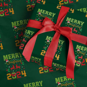 Merry Xmas 2024 Wrapping Paper Roll Classic Festive Xmas Vibe TS02 Green Print Your Wear