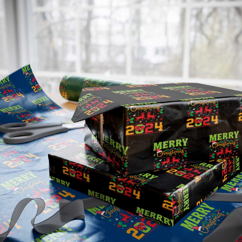 Merry Xmas 2024 Wrapping Paper Roll Classic Festive Xmas Vibe TS02 Black Print Your Wear