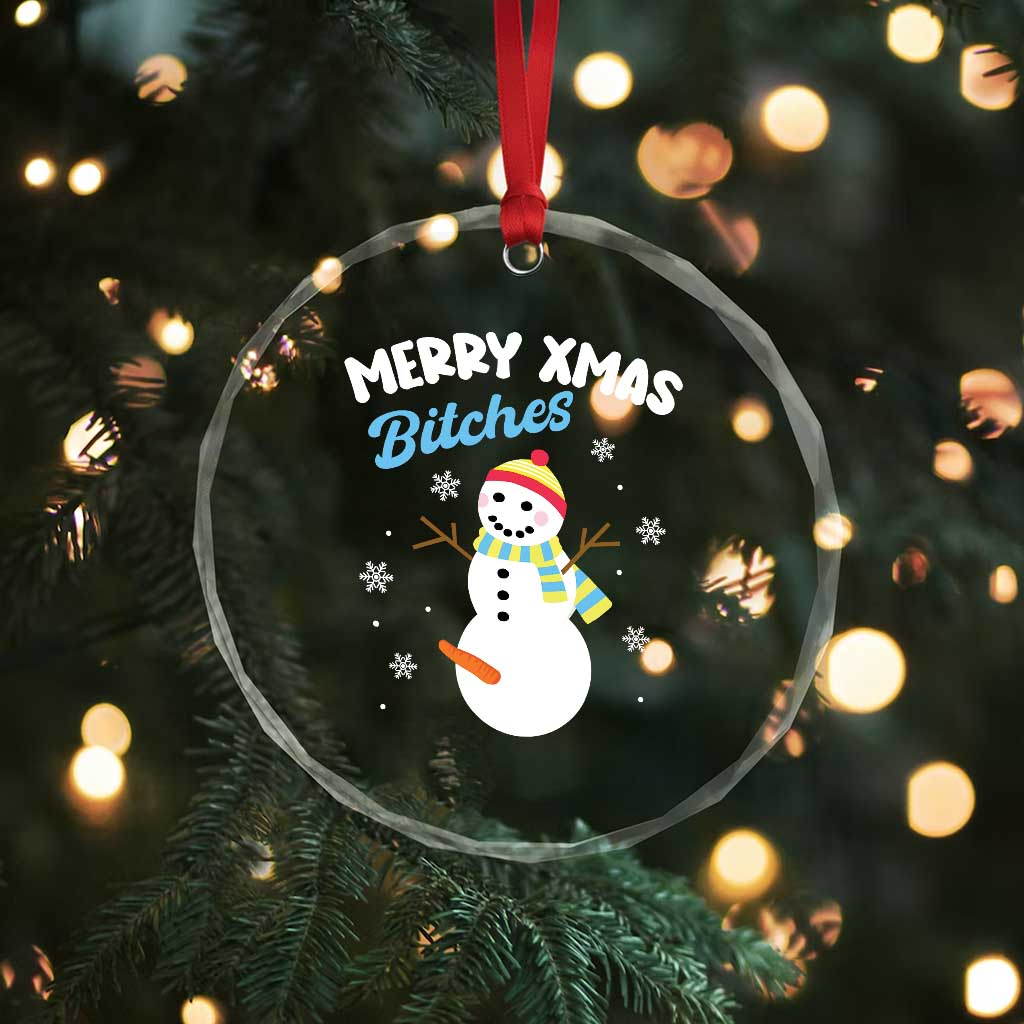 Merry Xmas Bitches Crystal Glass Ornament Naughty Dirty Carrot Snowman TS09 Print Your Wear