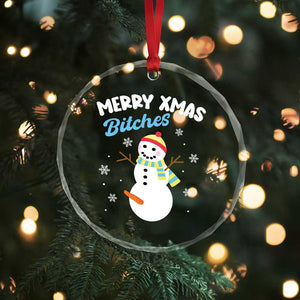 Merry Xmas Bitches Crystal Glass Ornament Naughty Dirty Carrot Snowman TS09 Print Your Wear