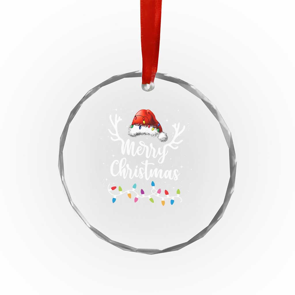 Merry Xmas Crystal Glass Ornament Lights Red Santa Hat Xmas Family Matching TS10 Print Your Wear