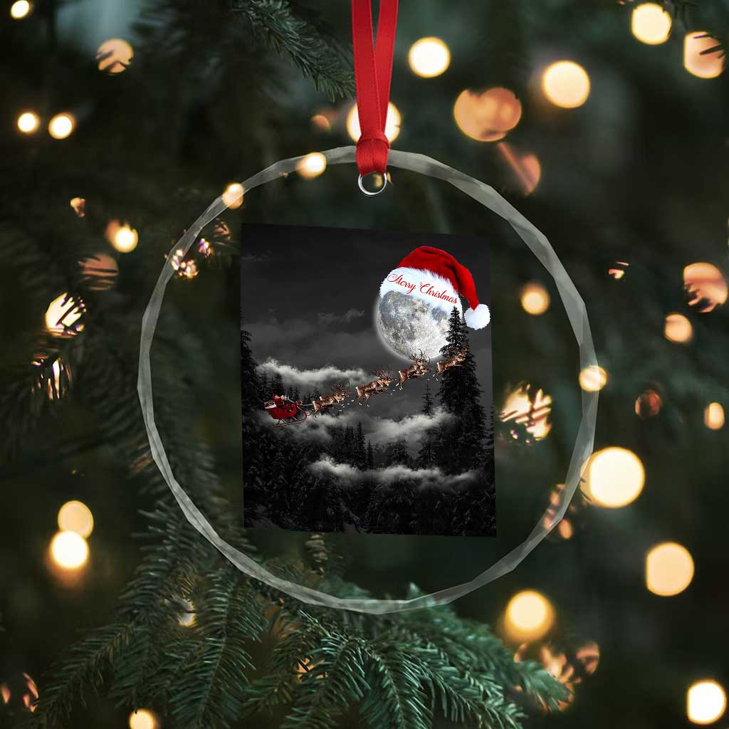 Merry Xmas Crystal Glass Ornament Santa To The Moon TS10 Print Your Wear