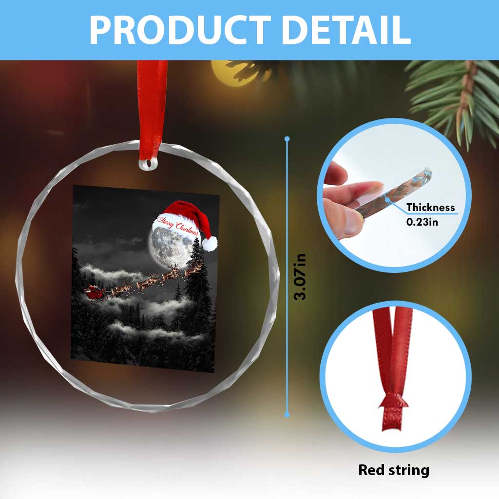 Merry Xmas Crystal Glass Ornament Santa To The Moon TS10 Print Your Wear