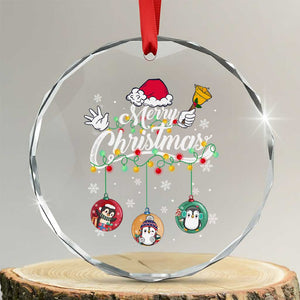 Merry Xmas Cute Penguin Crystal Glass Ornament TS09 Transparent Glass 3'' Circle Print Your Wear