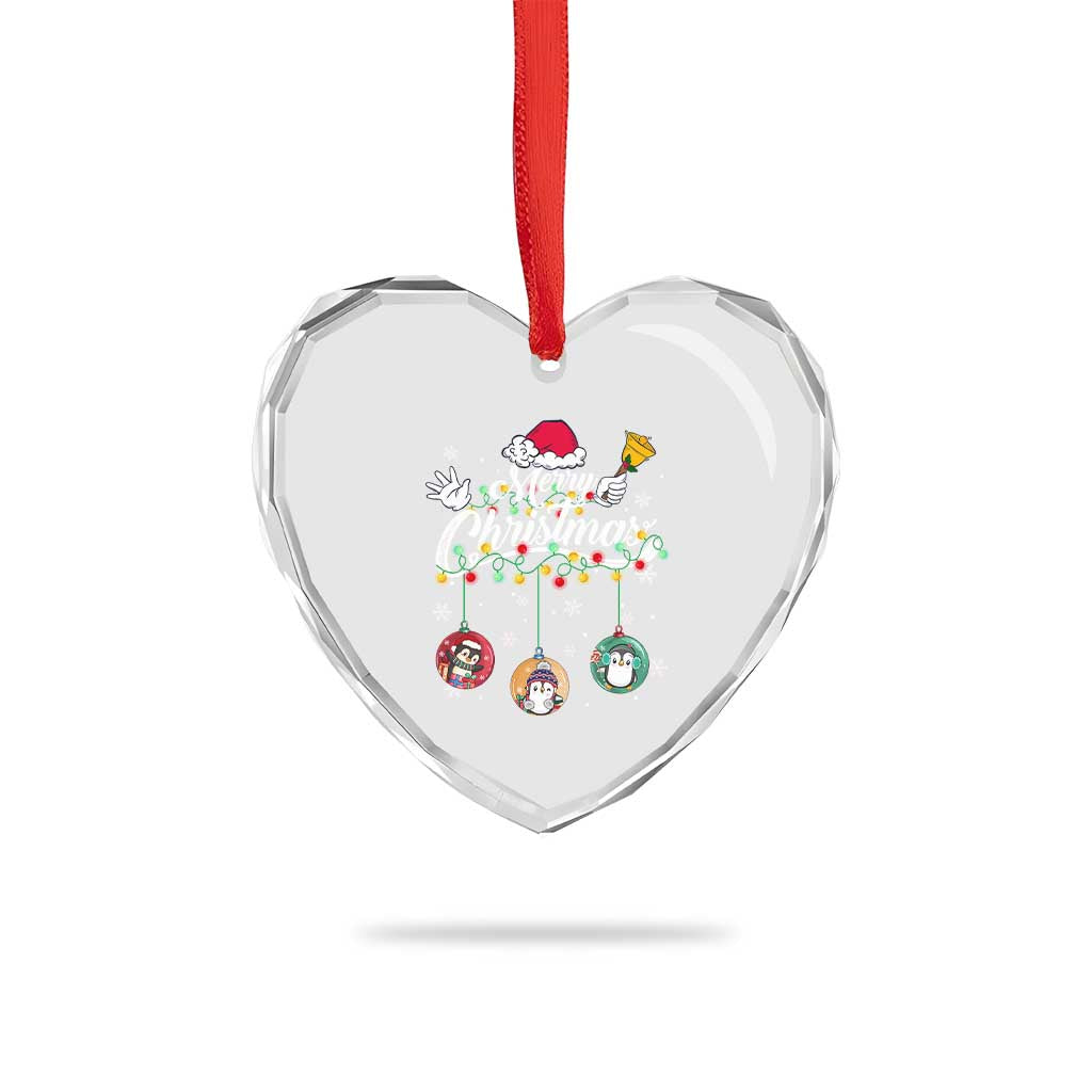 Merry Xmas Cute Penguin Heart Crystal Glass Ornament TS09 Print Your Wear