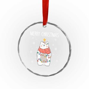 Merry Xmas Cute Polar Bear Crystal Glass Ornament TS09 Print Your Wear