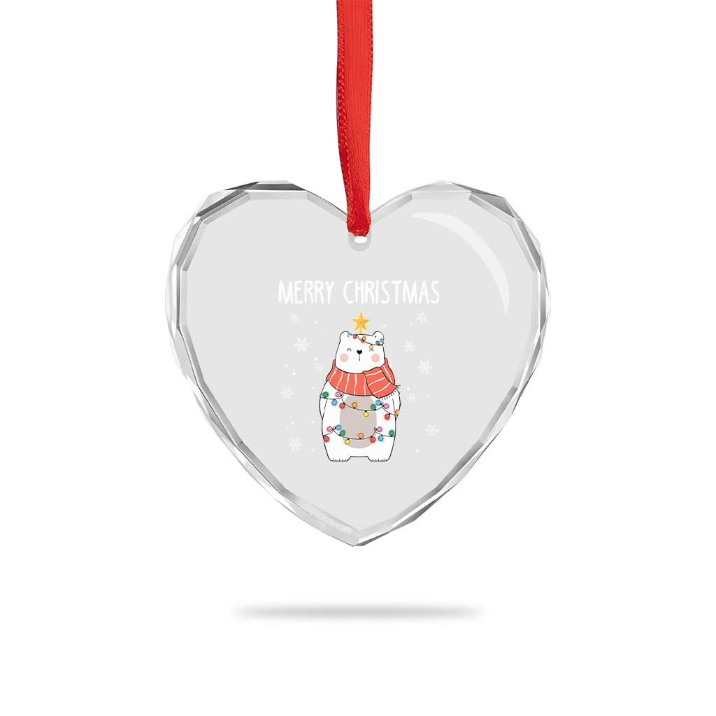 Merry Xmas Cute Polar Bear Heart Crystal Glass Ornament TS09 Print Your Wear
