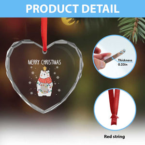 Merry Xmas Cute Polar Bear Heart Crystal Glass Ornament TS09 Print Your Wear
