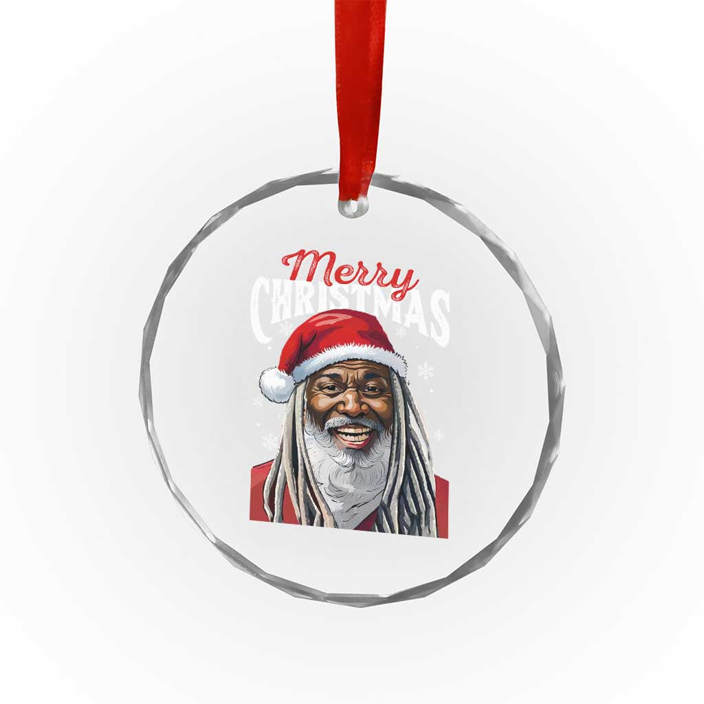 Merry Xmas Dreadlocks Black Santa Crystal Glass Ornament TS11 Print Your Wear