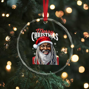 Merry Xmas Dreadlocks Black Santa Crystal Glass Ornament TS11 Print Your Wear