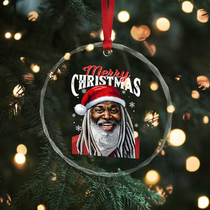 Merry Xmas Dreadlocks Black Santa Crystal Glass Ornament TS11 Print Your Wear