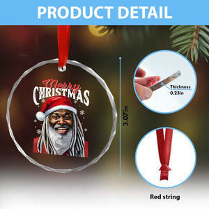 Merry Xmas Dreadlocks Black Santa Crystal Glass Ornament TS11 Print Your Wear