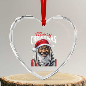 Merry Xmas Dreadlocks Black Santa Heart Crystal Glass Ornament TS11 Transparent Glass 3'' Heart Print Your Wear