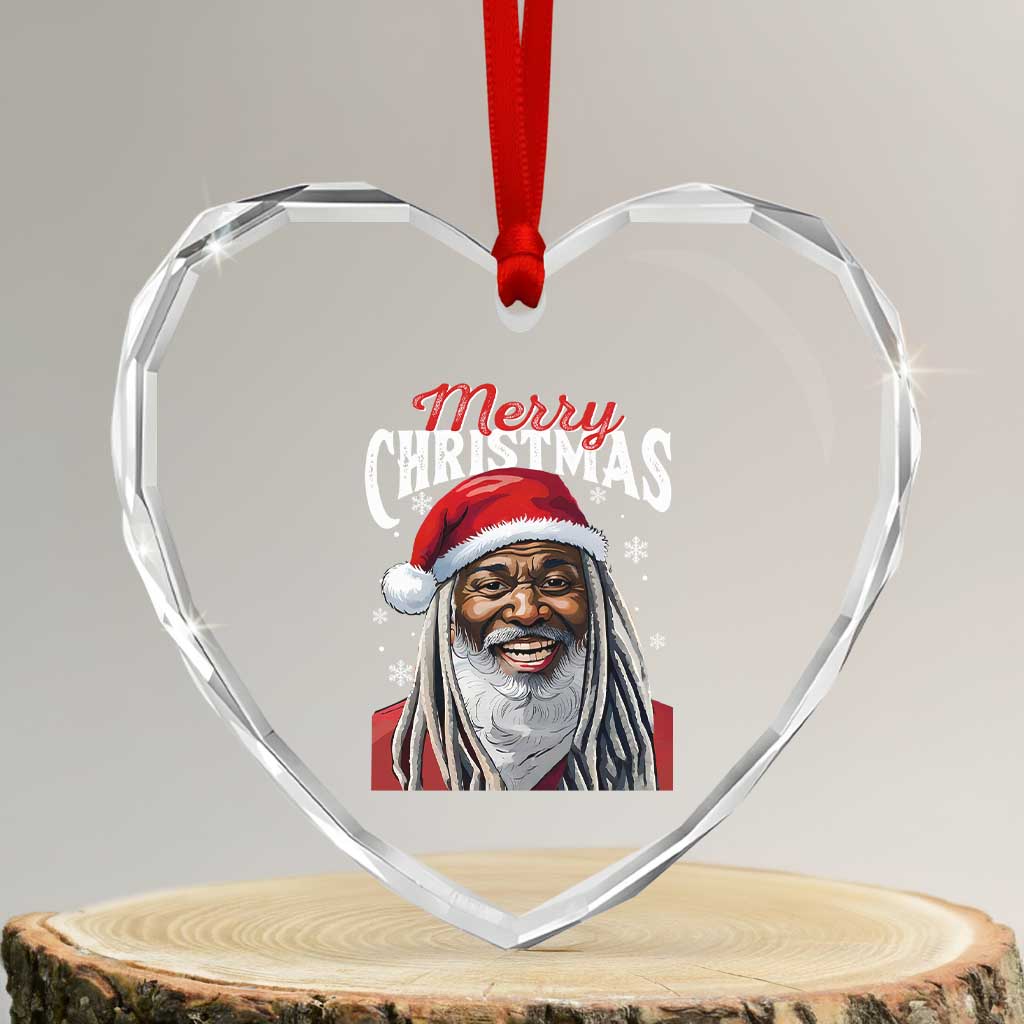 Merry Xmas Dreadlocks Black Santa Heart Crystal Glass Ornament TS11 Transparent Glass 3'' Heart Print Your Wear
