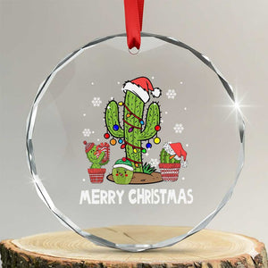 Merry Xmas In Arizona US State Funny Saguaro Cactus Christmas Tree Crystal Glass Ornament TS02 Transparent Glass 3'' Circle Print Your Wear