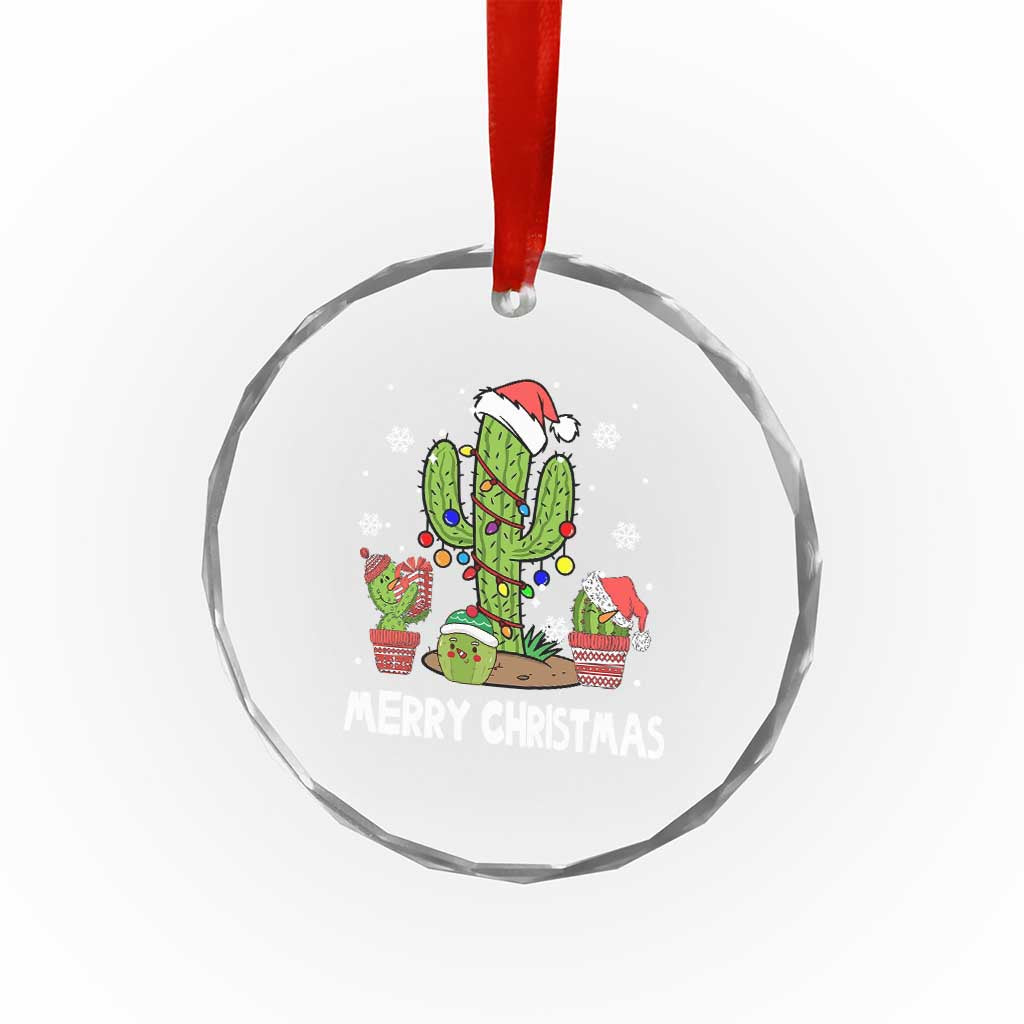 Merry Xmas In Arizona US State Funny Saguaro Cactus Christmas Tree Crystal Glass Ornament TS02 Print Your Wear