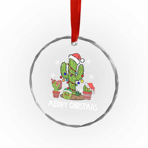 Merry Xmas In Arizona US State Funny Saguaro Cactus Christmas Tree Crystal Glass Ornament TS02 Print Your Wear