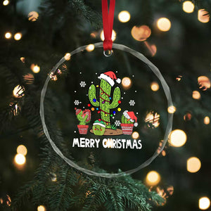 Merry Xmas In Arizona US State Funny Saguaro Cactus Christmas Tree Crystal Glass Ornament TS02 Print Your Wear