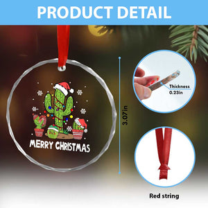 Merry Xmas In Arizona US State Funny Saguaro Cactus Christmas Tree Crystal Glass Ornament TS02 Print Your Wear